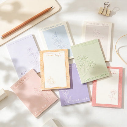 Herbarium Botanical Line Art Memo Pad Set – 8-Piece Assorted Set