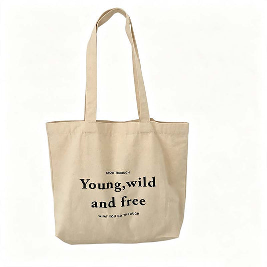 Young Wild Quote Shopping Tote