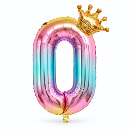 32 Inch Crown Number Gradient Foil Balloon