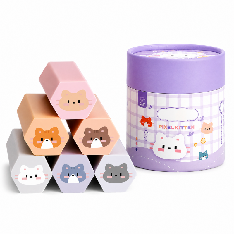 Hexagonal Pencil Eraser Set