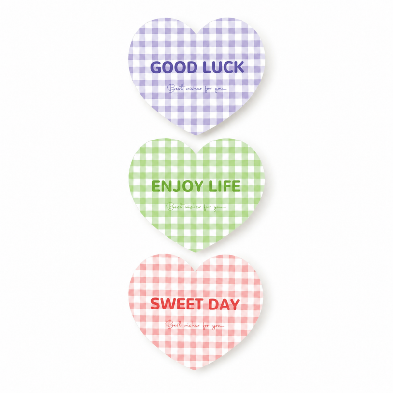 Gingham Heart Seal Stickers