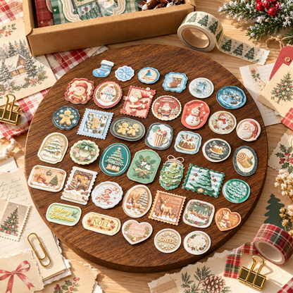 Christmas Label Sticker Pack with Printed 3D Effect
