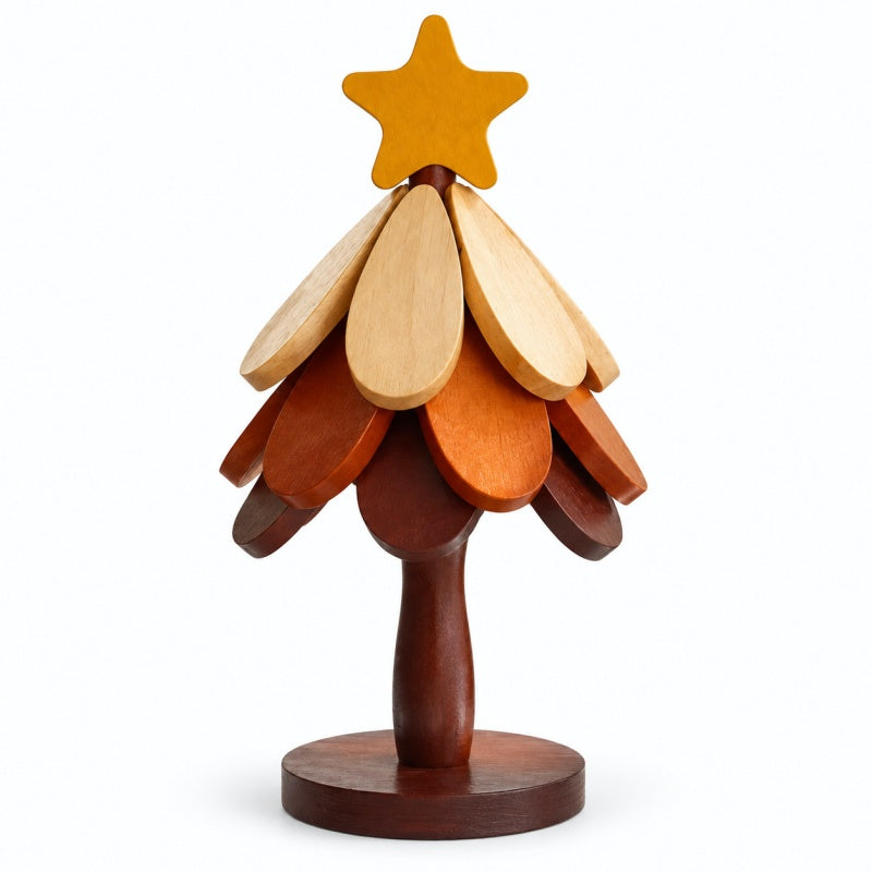 Extra Thick Christmas Tree Shaped Wooden Hot Pad Set