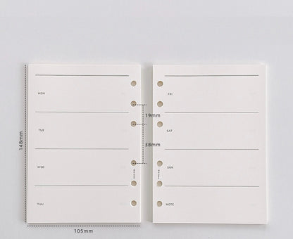 A6 Planner Binder Refill Paper