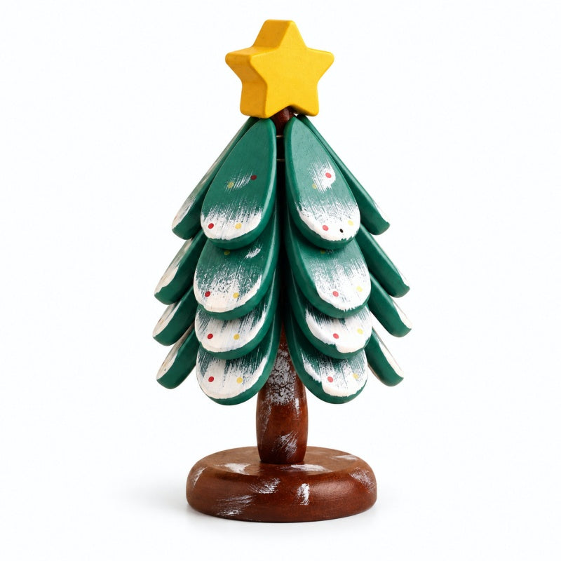 Round Painted Christmas Tree Wooden Hot Pad Set