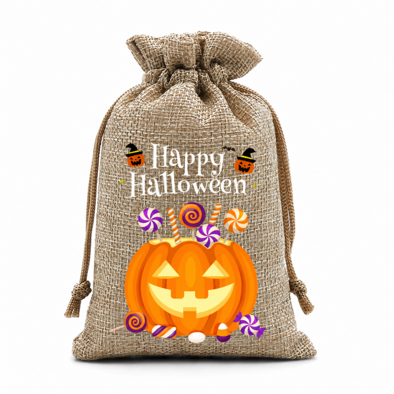 5 Khaki Series Halloween Candy Gift Packaging Drawstring Bags