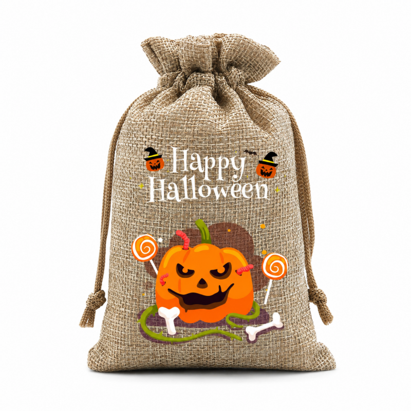 5 Khaki Series Halloween Candy Gift Packaging Drawstring Bags