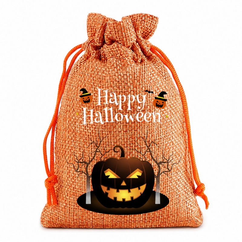 5 Orange Series Halloween Candy Gift Packaging Drawstring Bags