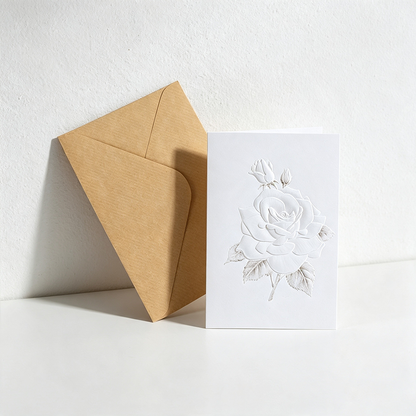 3D Embossed Floral Greeting Card with Kraft Envelope