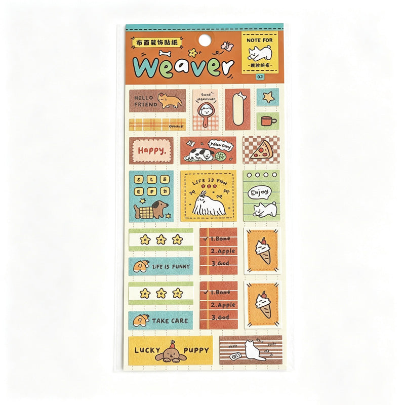 Playful Patchwork Fabric Decorative Sticker Sheet