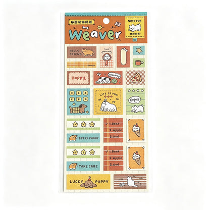 Playful Patchwork Fabric Decorative Sticker Sheet