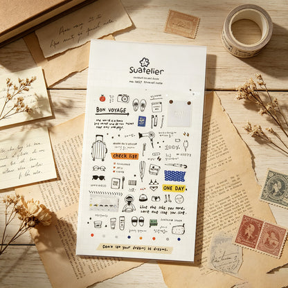 Suatelier Travel Note Waterproof PVC Sticker Sheets – Pack of 10