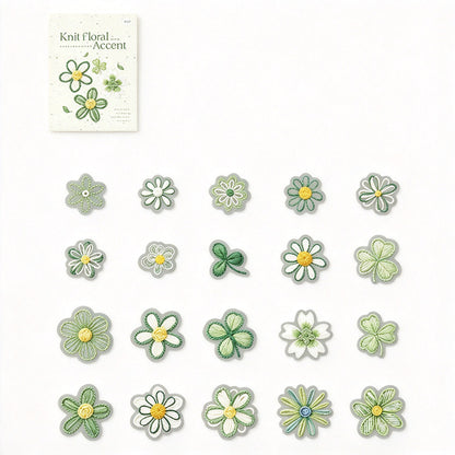Knit Floral Accent PET Stickers - Printed Embroidery Effect