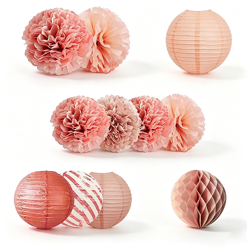 Birthday Party Paper Pom-Pom, Lantern and Honeycomb Ball Set