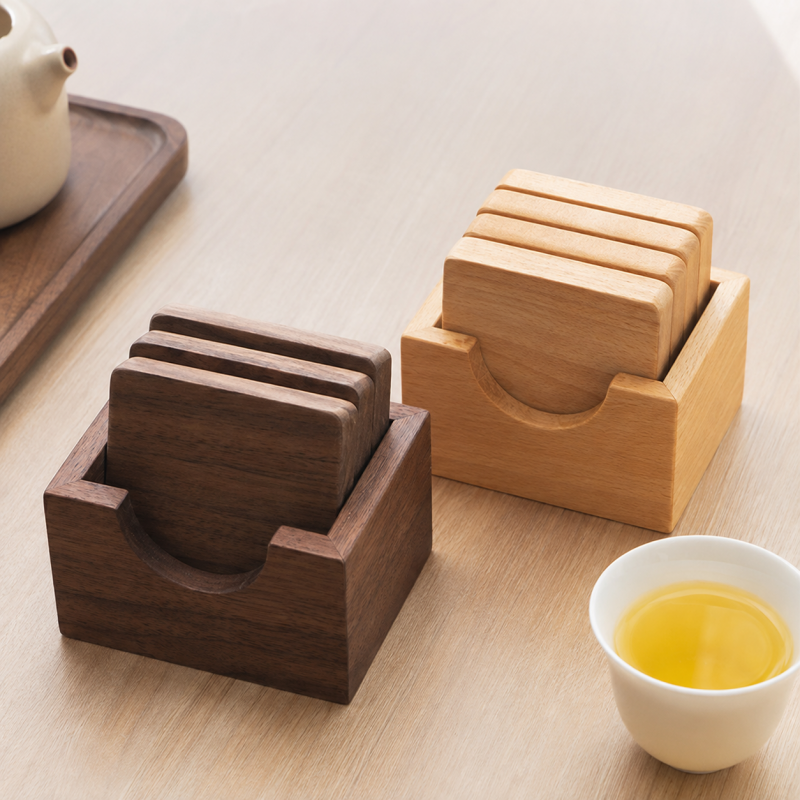 Stackable Wooden Tea Coaster Set
