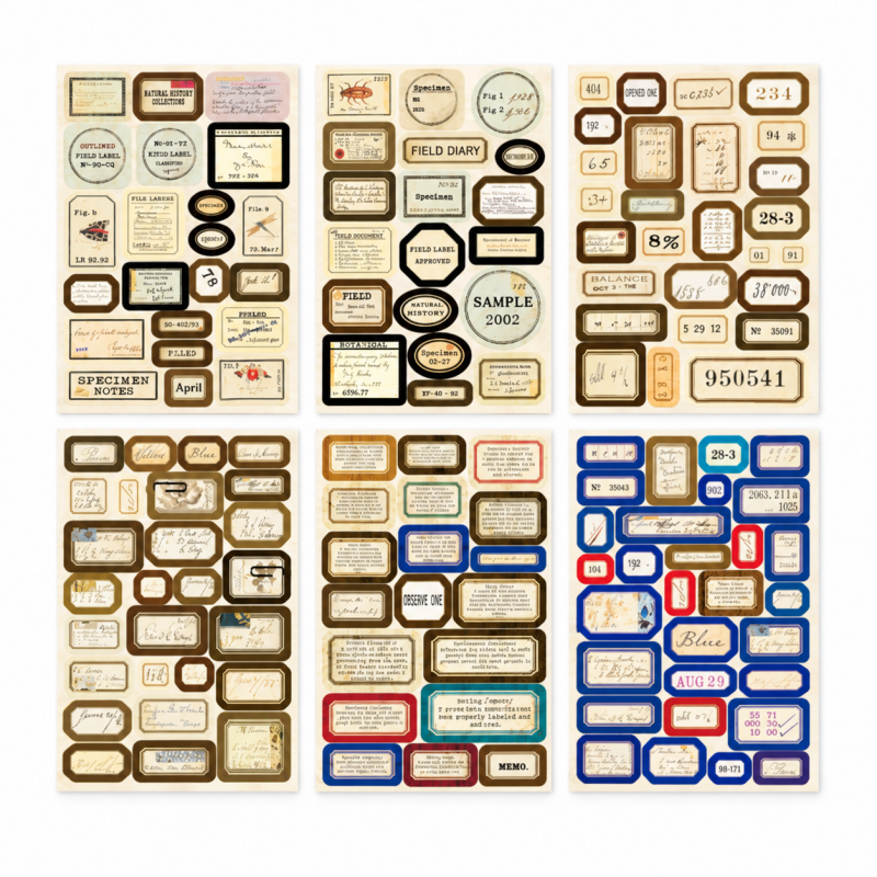 Matte Vintage Label Washi Stickers