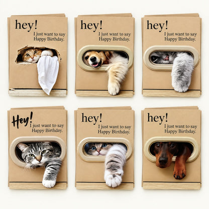 Cute Pet Birthday Cards Set with Envelopes