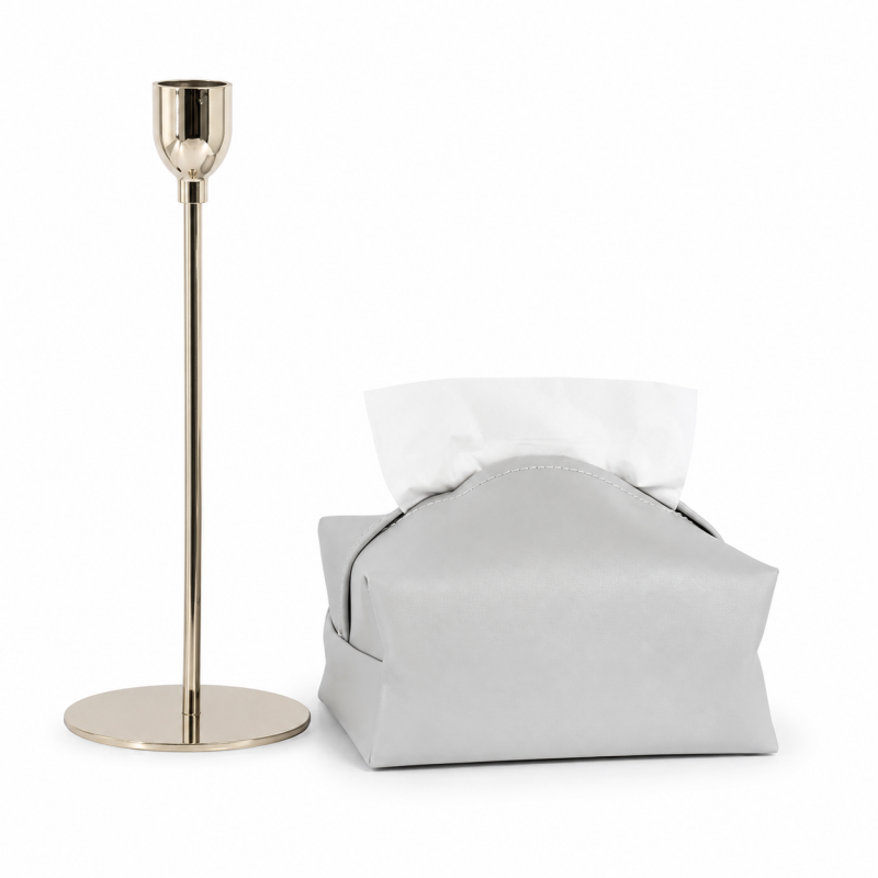 Pleated Leather Look Tissue Holder