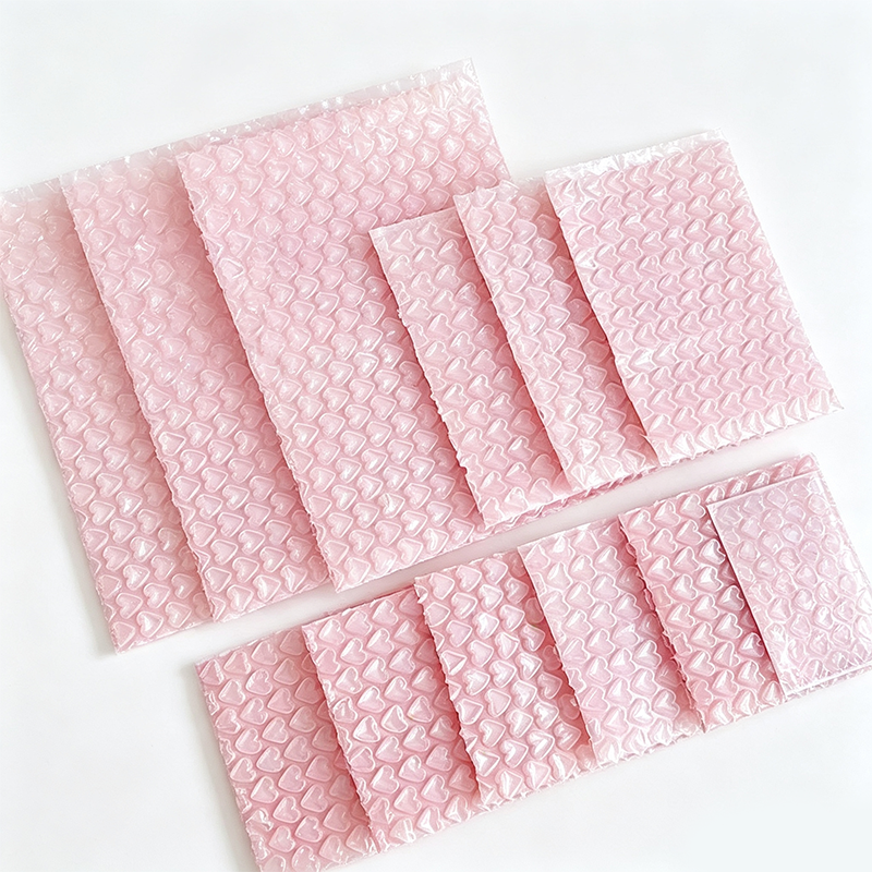 Pink Bubble Cushion Packaging Pouches