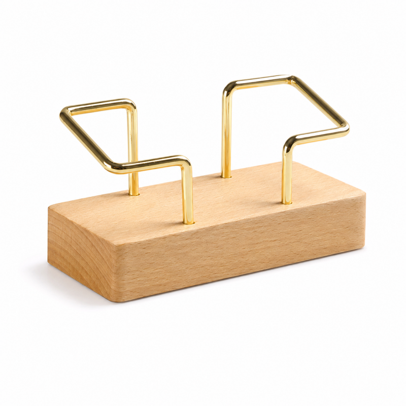 Brass Rail Wooden Card Holder