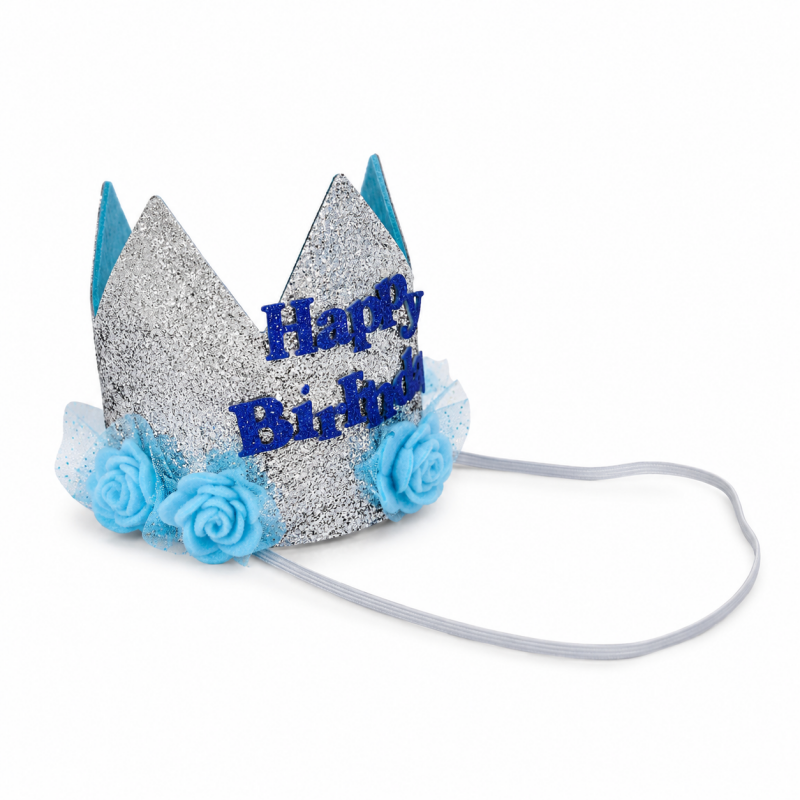 10 Glitter Floral Happy Birthday Crown Headband