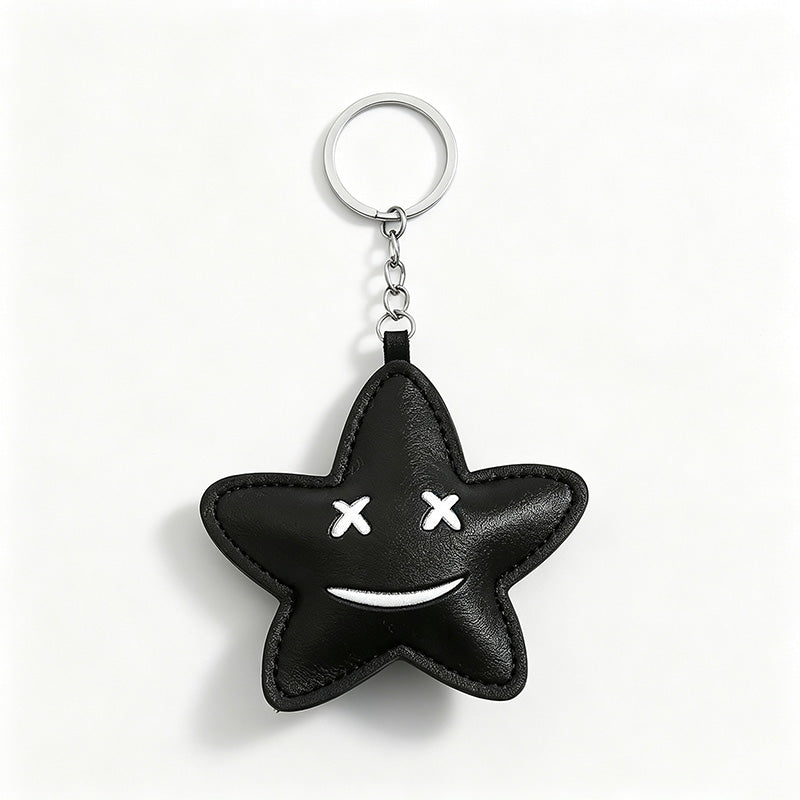 Star & Flower Character PU Leather Keychain