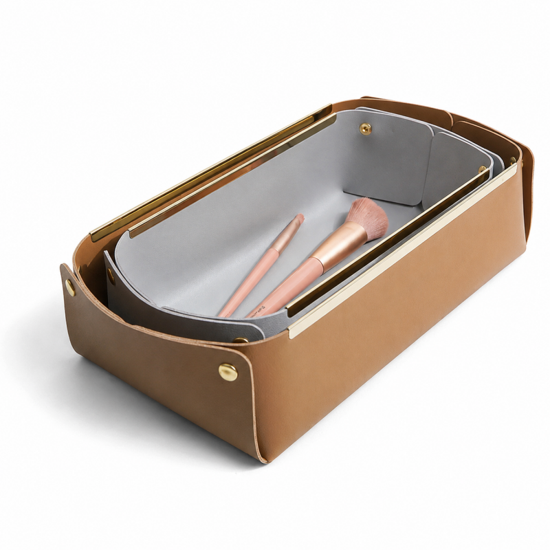 Foldable PVC Leather Storage Tray