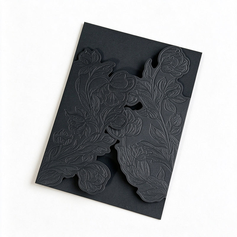 Blind-Embossed Floral Wedding Invitation Card Sleeve - Pack of 50