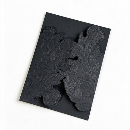 Blind-Embossed Floral Wedding Invitation Card Sleeve - Pack of 50