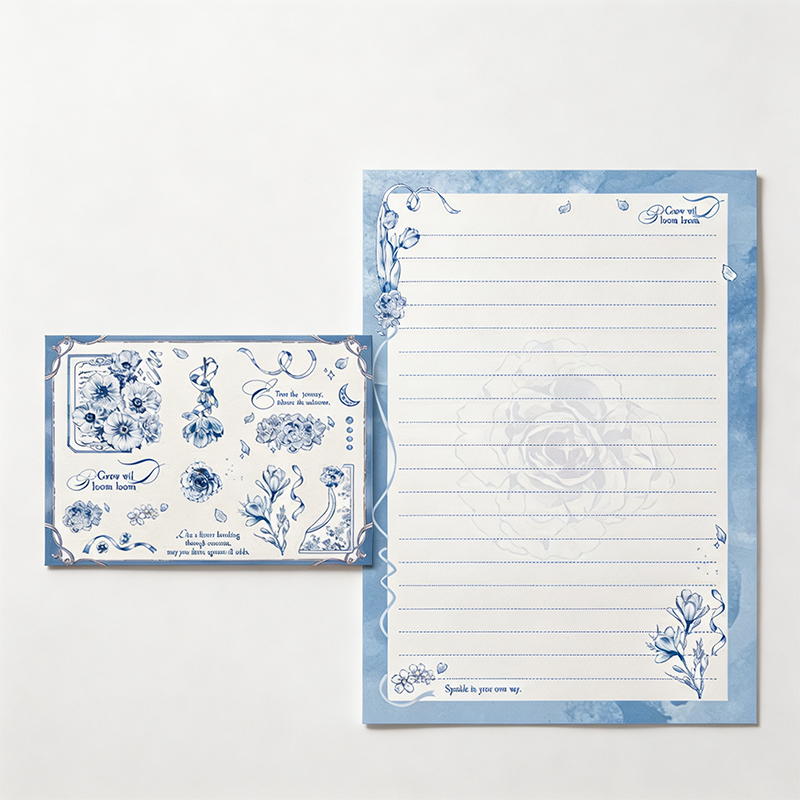 Blue Floral Letter Writing Set