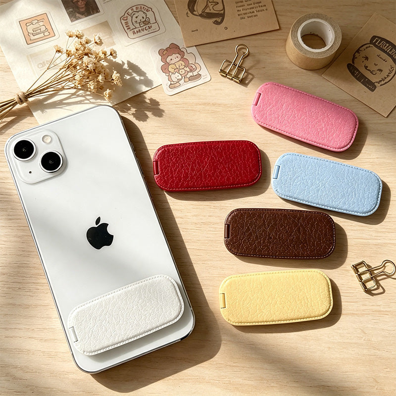 Leather-Texture Flip Mirror Phone Stand