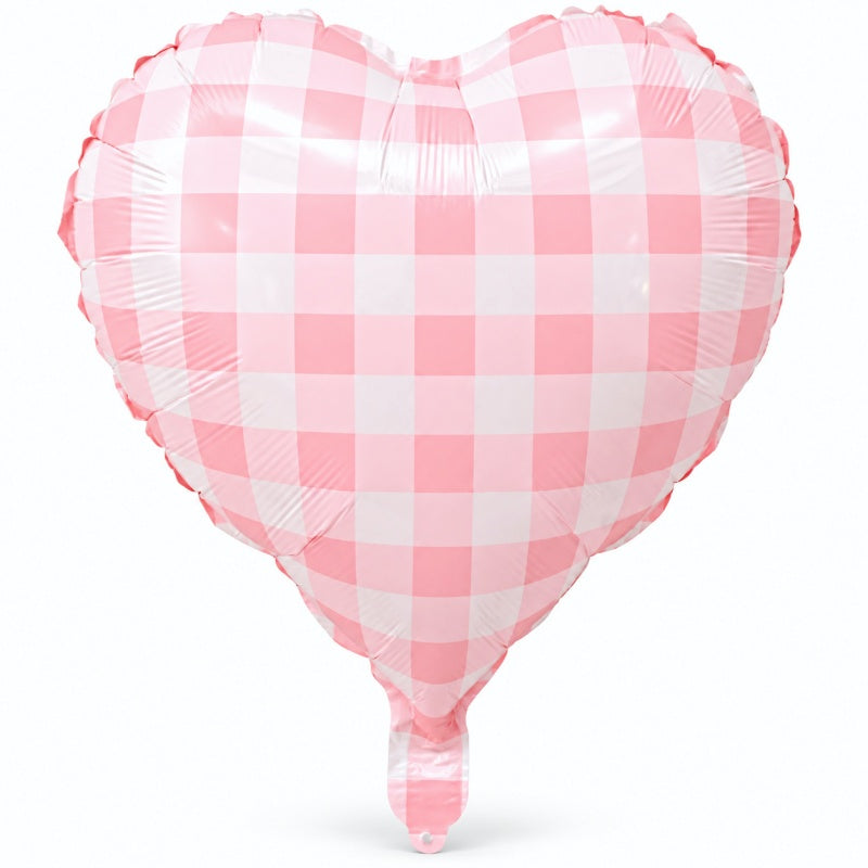 18-Inch Plaid Heart Foil Balloons – Pack of 50