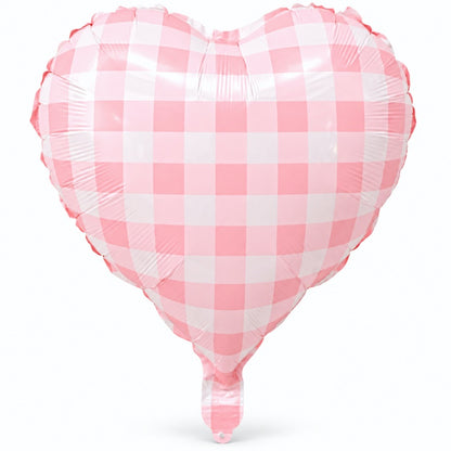 18-Inch Plaid Heart Foil Balloons – Pack of 50