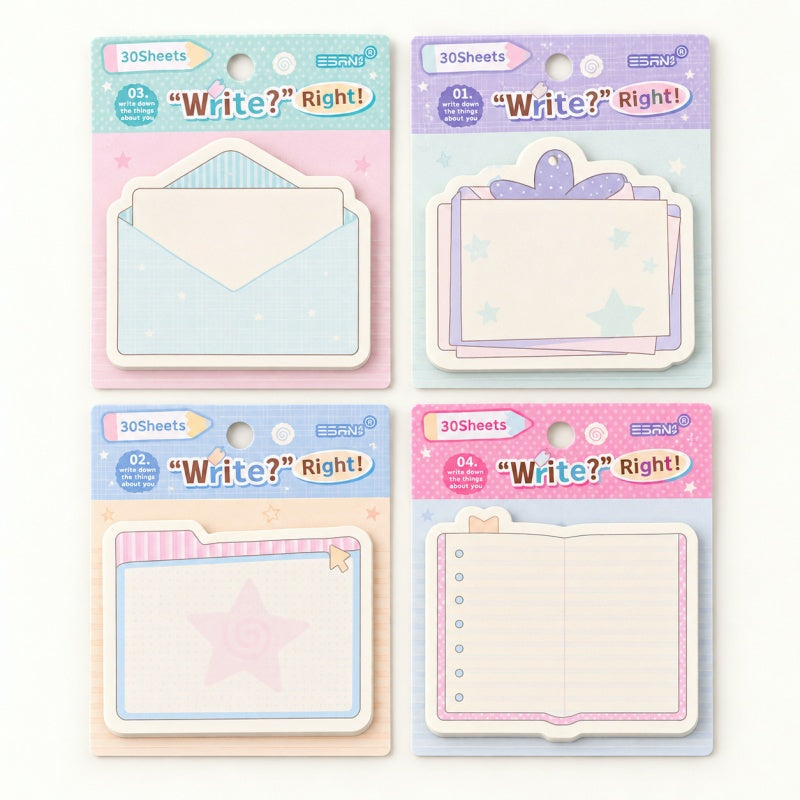 Cute Aesthetic Pastel Sticky Memo Pads – Assorted Set of 48