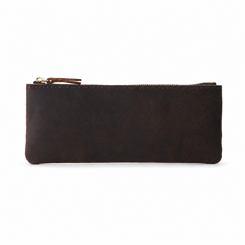Flat Vintage Leather Pencil Pouch