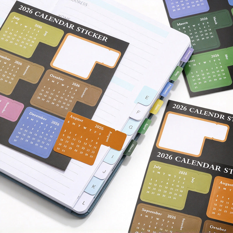 2027 Color-Coded Calendar Index Tab Stickers
