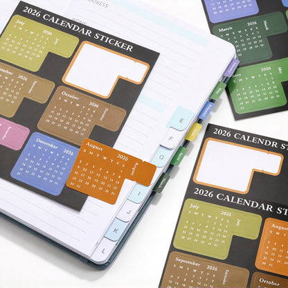 2027 Color-Coded Calendar Index Tab Stickers