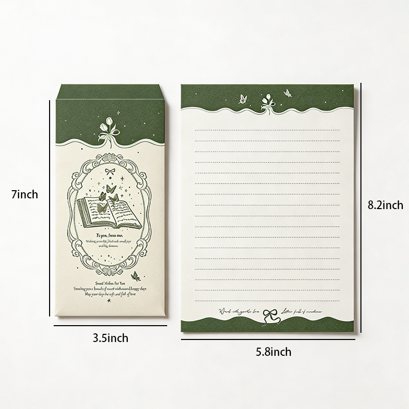 Green Butterfly Letter & Envelope Set