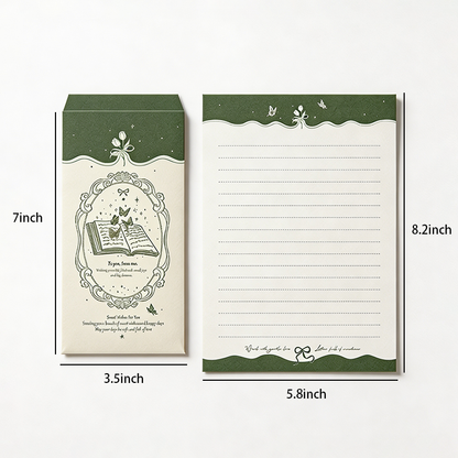 Green Butterfly Letter & Envelope Set