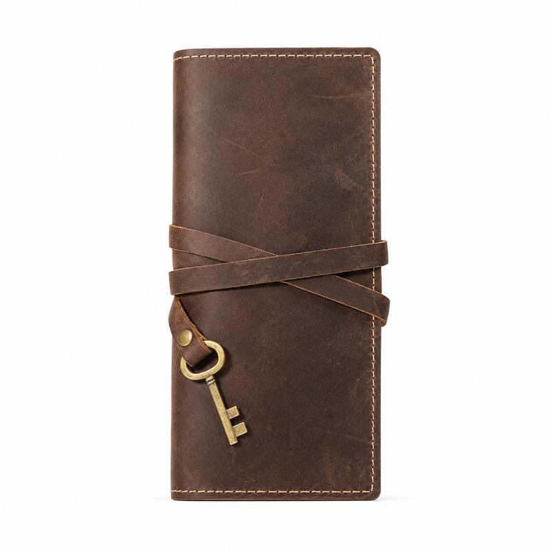 Vintage Genuine Leather Roll-up Pen Case