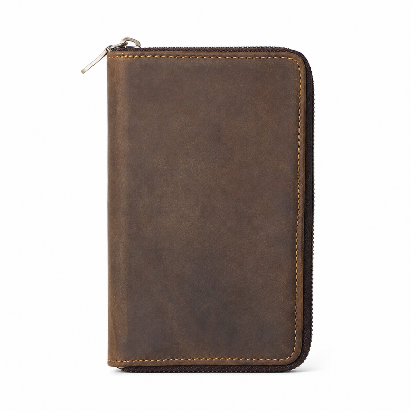 Zip Portfolio Leather Pencil Case
