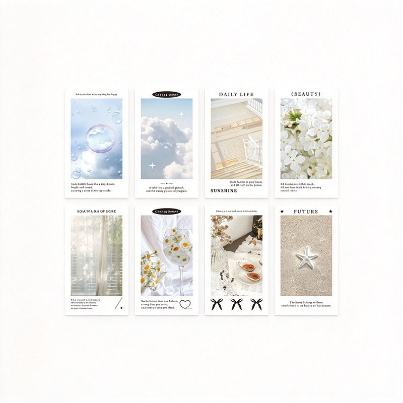 Pastel Photo Sealing Stickers with English Quotes – 8-Piece Assorted Set