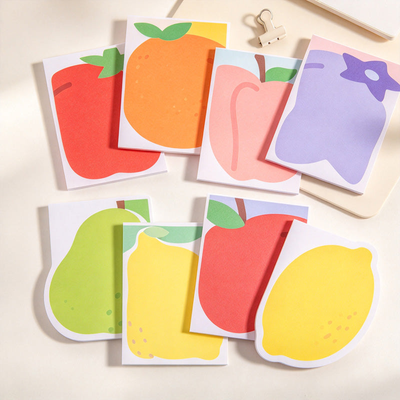 Bold Fruit Memo Pad Set with Full-Bleed Fruit Artwork – 8-Piece Assorted Set