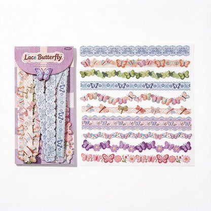 Long Border Stickers with Printed Crochet and Lace Look