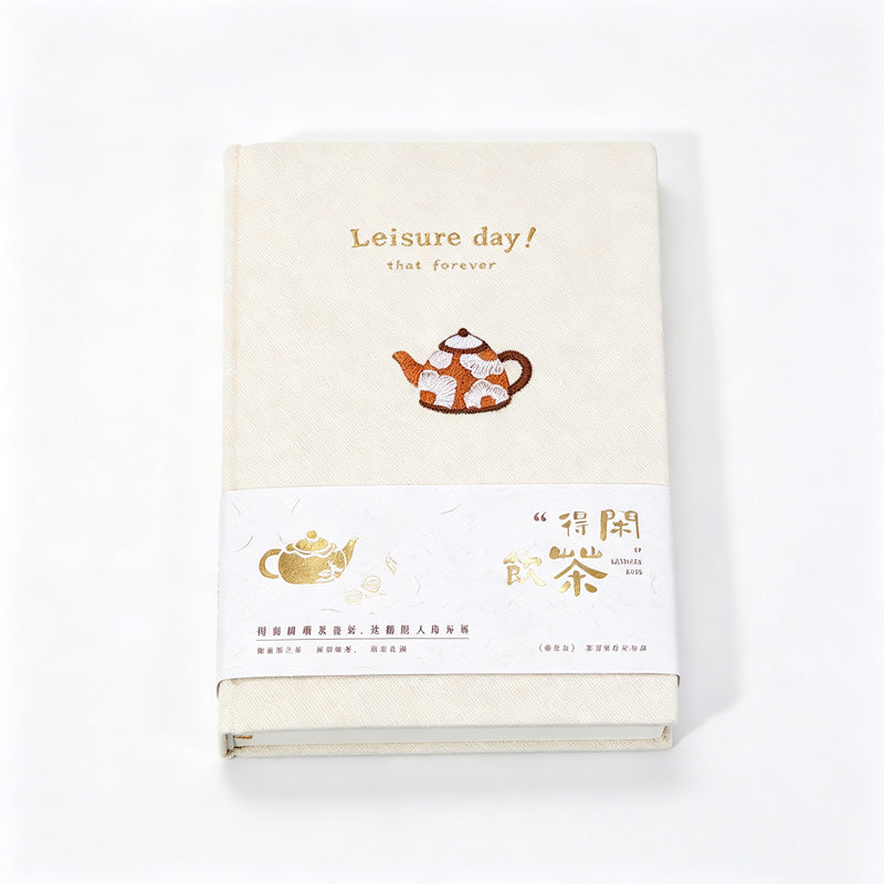 Leisure Tea Time A5 Embroidered Fabric Hardcover Journal