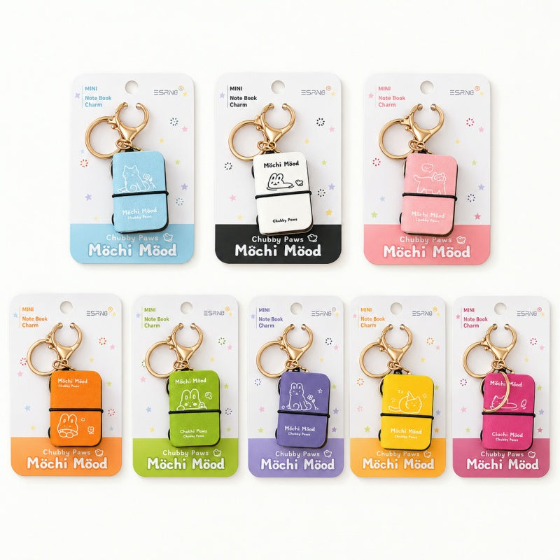 Mini PU Leather Notebook Keychain Charm  – Assorted Set of 16
