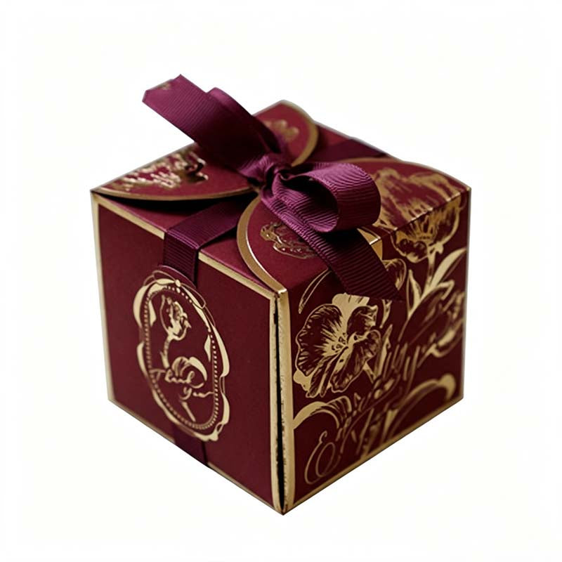 10 Foil Ribbon Cube Gift Box