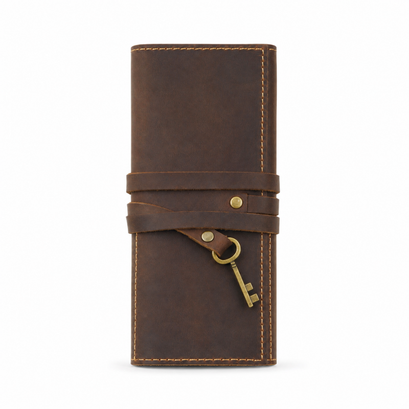 Roll Up Leather Artist Pencil Case