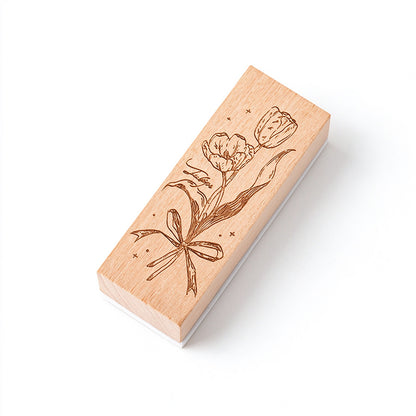 Wildflowers Wooden Rubber Stamp