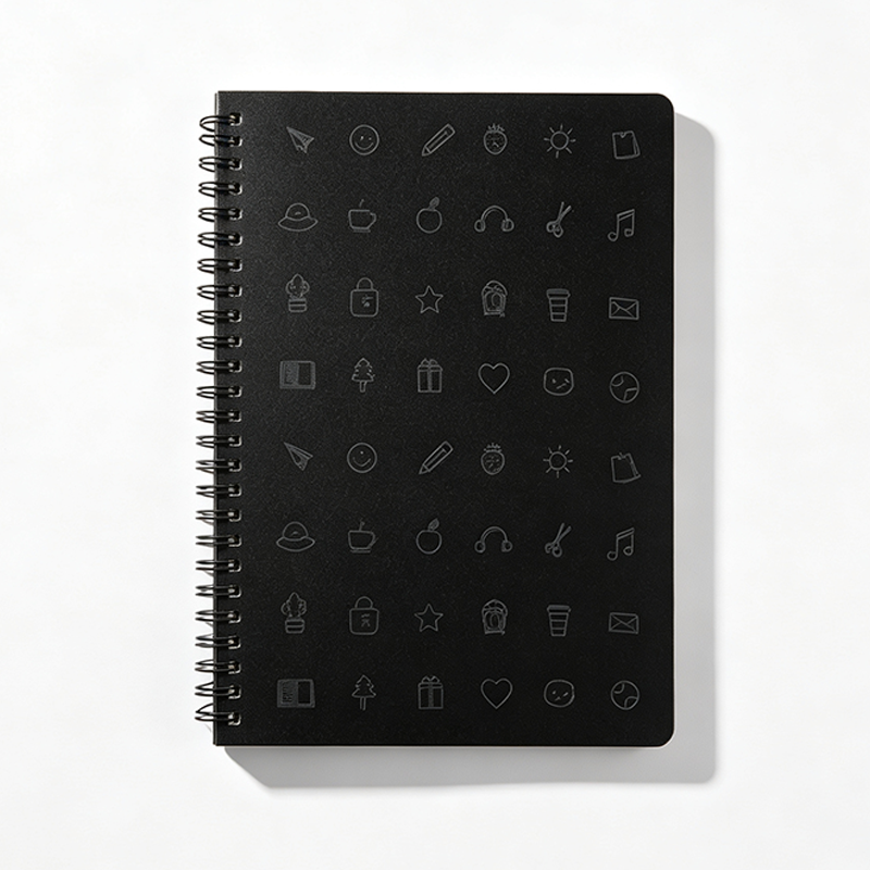 Minimal Monochrome Square Spiral Notebook